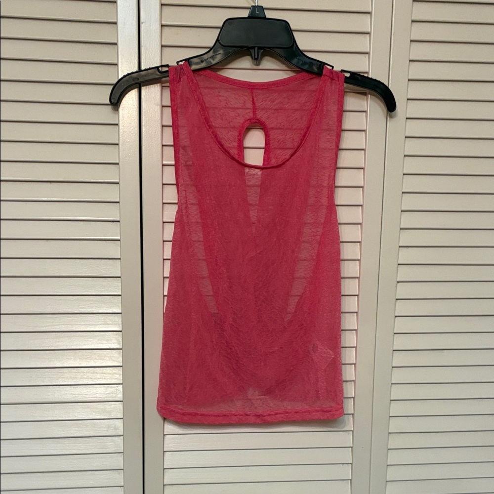 SHEIN Vibrant Pink Sheer Tank Top